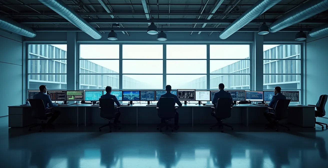 Centre de contrôle logistique moderne avec systèmes de validation