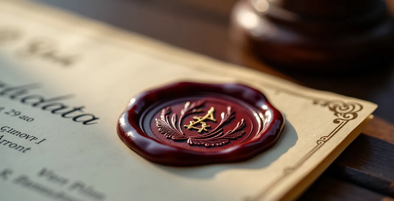 Gros plan sur certification sécurité transport avec cachet officiel