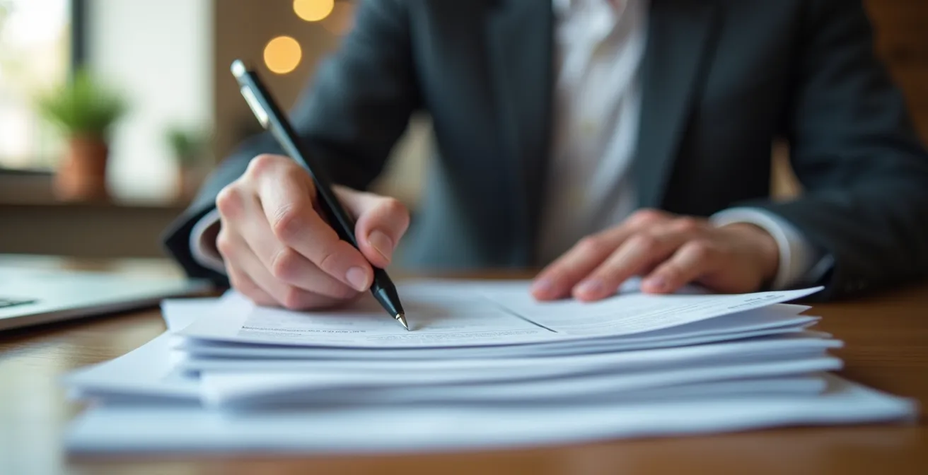 Expert vérifiant des documents douaniers pour transport de marchandises dangereuses